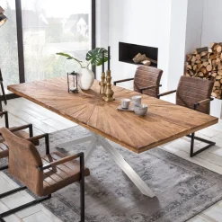 Artistiq Living Eettafel Latonja Teakhout, kleur Zilver* Rechte Eettafel