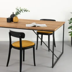 Sohome Eettafel Manilla Teakhout en staal* Rechte Eettafel