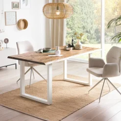 Artistiq Living Eettafel Radhika Acaciahout en metaal, kleur* Rechte Eettafel