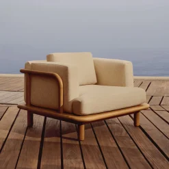 Kave Home Fauteuil Turqueta hout* Loungestoelen|Fauteuil Stof / Textiel