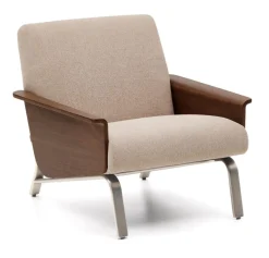 Kave Home Fauteuil Amsen Stof en eiken* Fauteuil Stof / Textiel