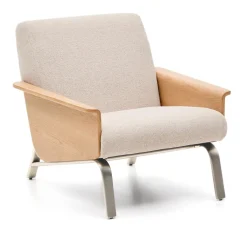 Kave Home Fauteuil Amsen Stof en eiken* Fauteuil Stof / Textiel