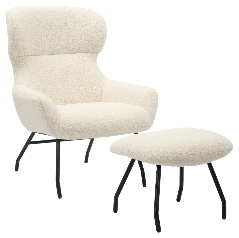 Artistiq Living Fauteuil Ashten Met hocker, Teddy* Fauteuil Stof / Textiel|Fauteuil Bouclé / Teddy