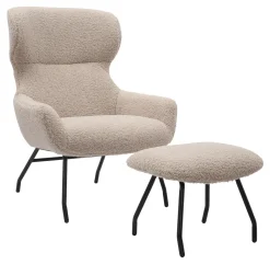 Artistiq Living Fauteuil Ashten Met hocker, Teddy* Fauteuil Stof / Textiel|Fauteuil Bouclé / Teddy