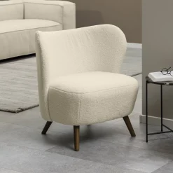 Bendt Fauteuil Bram Teddy, kleur Crème* Fauteuil Stof / Textiel|Fauteuil Bouclé / Teddy