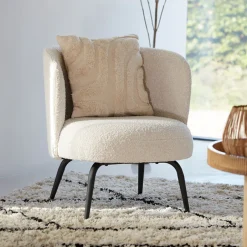 Light & Living Fauteuil Dieyda Bouclé* Fauteuil Stof / Textiel|Fauteuil Bouclé / Teddy