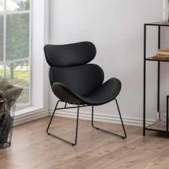Bendt Fauteuil Ida zwart onderstel, PU zwart* Fauteuil Stof / Textiel