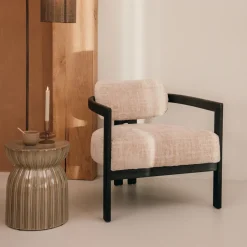 MUST Living Fauteuil Kelly Chenille, kleur Zwart* Fauteuil Stof / Textiel