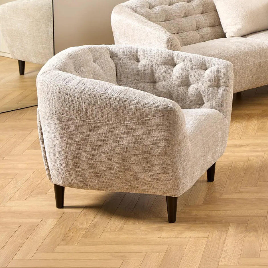 Bendt Fauteuil Loes Chenille, kleur* Fauteuil Stof / Textiel