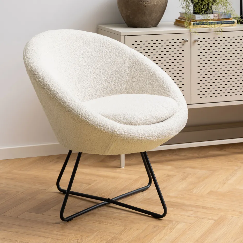 Bendt Fauteuil Lærke Teddy, kleur* Fauteuil Stof / Textiel|Fauteuil Bouclé / Teddy