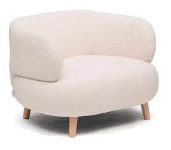 Kave Home Fauteuil Luisa Bouclé, kleur Ecru* Fauteuil Stof / Textiel|Fauteuil Bouclé / Teddy