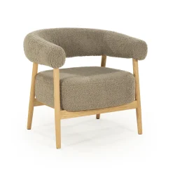 By-Boo Fauteuil Mysa Teddy en eikenhout* Fauteuil Stof / Textiel