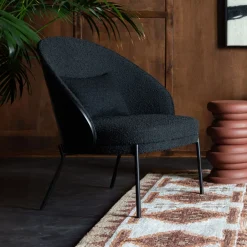 Dutchbone Fauteuil Rodin Essenhout en bouclé, kleur* Fauteuil Stof / Textiel|Fauteuil Bouclé / Teddy