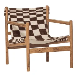 WOOOD Fauteuil Zano Kelim stof en acaciahout* Fauteuil Stof / Textiel