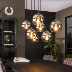 LifestyleFurn Hanglamp Bubble Shaded met 7 smoke-glas bollen* Hanglampen