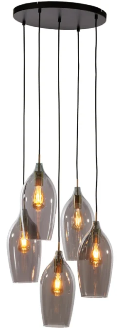 Light & Living Hanglamp Lukaro kleur Smoke/Antiek Brons* Hanglampen