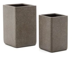 Kave Home Hoge Plantenpot Minoa Polystone, Set van 2 stuks* Potten Voor Buiten|Potten & Manden