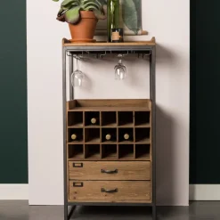 ZILT Industrieel Wijnkastje Joba Dennenhout, 112 x 56cm* Wijnkasten & Wijnrekken