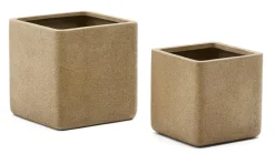 Kave Home Lage Plantenpot Minoa Polystone, Set van 2 stuks* Potten Voor Buiten|Potten & Manden