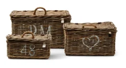 Rivièra Maison Mand Rustic Rattan Classic set van 3 stuks* Opbergruimte|Potten & Manden