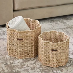 Rivièra Maison Mand Rustic Rattan Blossom Rattan Pitriet, Set van 2 stuks* Potten & Manden
