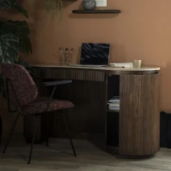 Eleonora Organisch Bureau Mari Mangohout en Travertin, 129 x 60cm* Bureaus