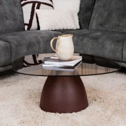 Sohome Organische Salontafel Jacky Glas en gecoat staal, 86 x 76cm* Sohome Giftcard|Glazen Salontafel