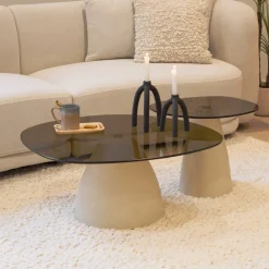 Sohome Organische Salontafel Jacky Set van 2 stuks, Glas en betonlook* Sohome Giftcard|Salontafel Set