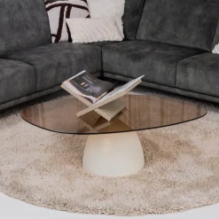 Sohome Organische Salontafel Jacky Glas en betonlook, 110 x 65cm* Sohome Giftcard|Organische Salontafel