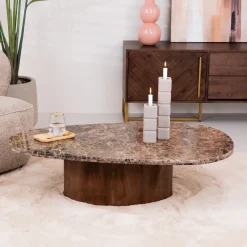 Eleonora Organische Salontafel Bradley Marmer en mangohout, 120 x 75cm* Organische Salontafel