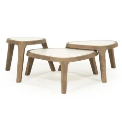 Eleonora Organische Salontafel Fred Set van 3 stuks, Marmer en mangohout* Salontafel Set|Organische Salontafel