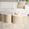 Eleonora Organische Salontafel Kira Mangohout en marmer, Set van 2 stuks* Salontafel Set|Organische Salontafel