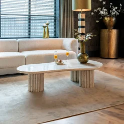Richmond Interiors Organische Salontafel La Cantera 150 x 80cm, travertin* Travertin Salontafel|Organische Salontafel