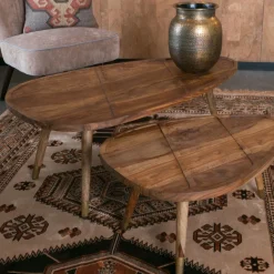 Dutchbone Organische Salontafel Sham set van 2 stuks* Salontafel Set|Organische Salontafel
