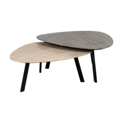 Richmond Interiors Organische Salontafel Spencer Travertin, Set van 2 stuks* Salontafel Set|Travertin Salontafel