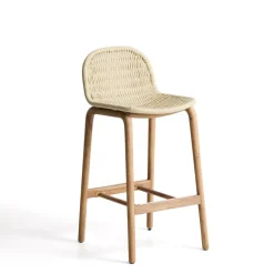 Kave Home Outdoor Barkruk Alipa Acaciahout en touw (zithoogte 75cm)* Barkrukken