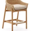Kave Home Outdoor Barkruk Galea Teakhout en rattan* Barkrukken