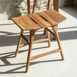Ethnicraft Outdoor Krukje Osso Teakhout, kleur* Barkrukken|Krukjes