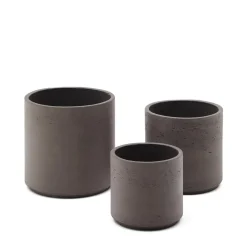 Kave Home Plantenpot Sintina Set van 3 stuks, kleur Grijs* Potten Voor Buiten