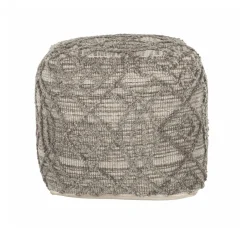 MUST Living Poef Angel 40cm, kleur Naturel / Grijs* Poefs & Hockers