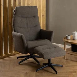 Bendt Relaxfauteuil Talisha Met voetenbank, Bouclé* Fauteuil Stof / Textiel|Fauteuil Bouclé / Teddy