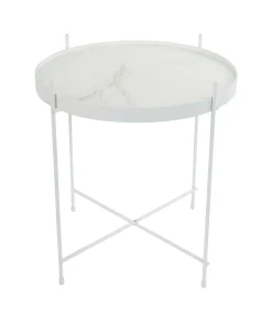 Zuiver Ronde Bijzettafel Cupid Marmerlook, 43cm* Ronde Bijzettafel