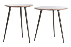 Light & Living Ronde Bijzettafel Zeca Travertin, Set van 2 stuks, kleur* Bijzettafels Set|Ronde Bijzettafel