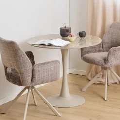 Bendt Ronde Bistrotafel Tempest Keramiek met marmerlook, 90cm, kleur /Grijs* Ronde Eettafel