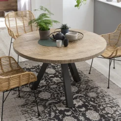 Artistiq Living Ronde Eettafel Lorence Mangohout, 120cm* Ronde Eettafel