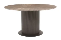 Richmond Interiors Ronde Eettafel Russo Travertin en brass, 140cm* Travertin Eettafel|Ronde Eettafel