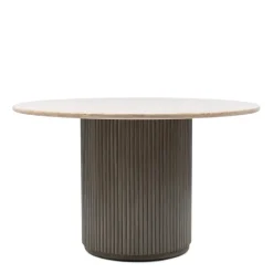 Rivièra Maison Ronde Eettafel Villanova Travertin en mangohout, 130cm* Travertin Eettafel|Ronde Eettafel