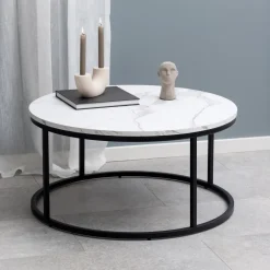 Bendt Ronde Salontafel Flemming 80cm, Marmerlook* Ronde Salontafel