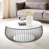 Artistiq Living Ronde Salontafel Johathan Glas 86cm, kleur wit marmerlook* Ronde Salontafel