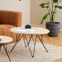 Bendt Ronde Salontafel Nadia Travertin, 80cm* Travertin Salontafel|Ronde Salontafel